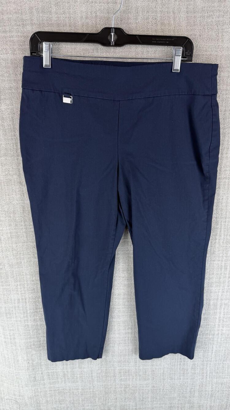 Alfani Pants Womens 14 Blue Ankle Tapered Slim Stretch Elastic Waist 23 Leg